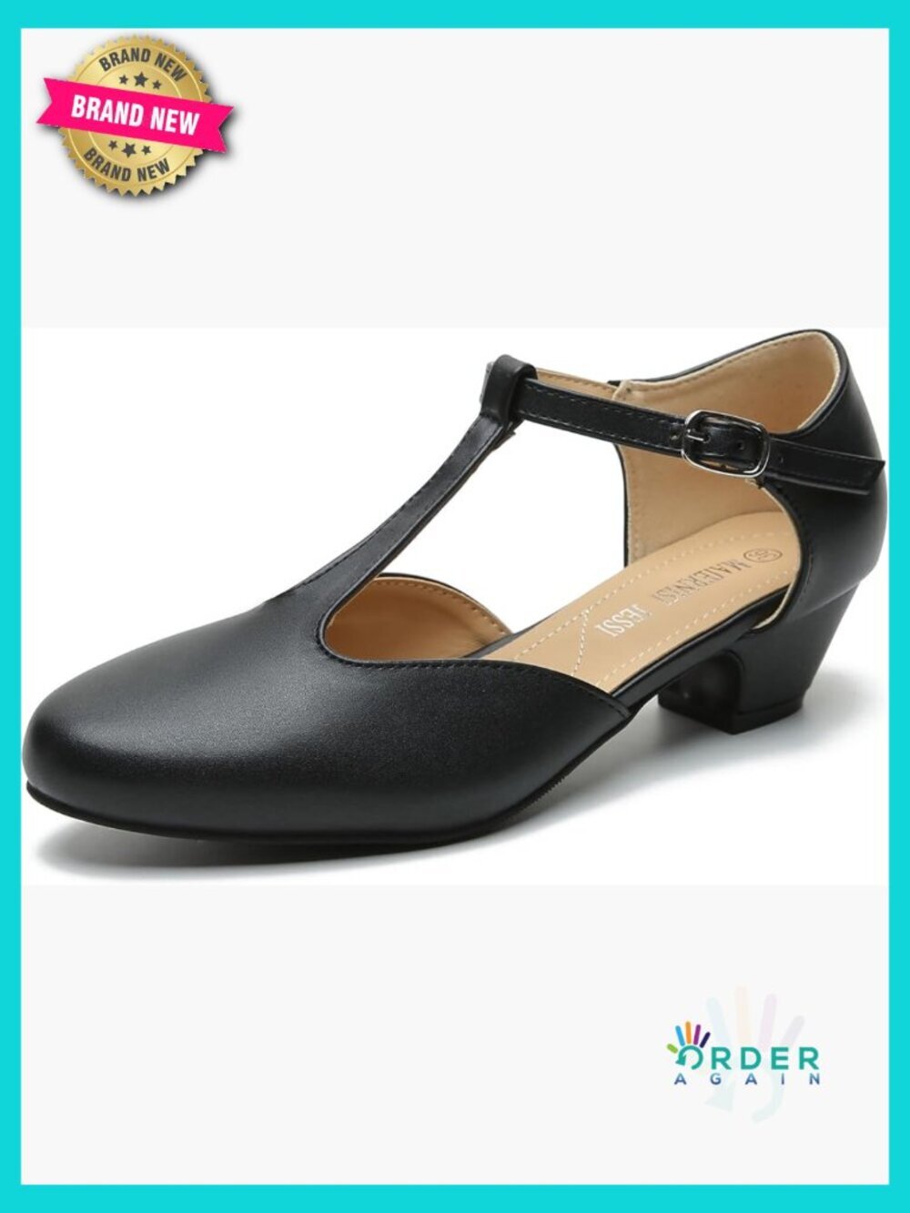 T-Strap Mary Jane Pumps Low Block Heel Closed Toe Buckle Ankle Strap Classic